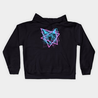 Psychedelic Rave Cat Abstract Vaporwave Gift Kids Hoodie